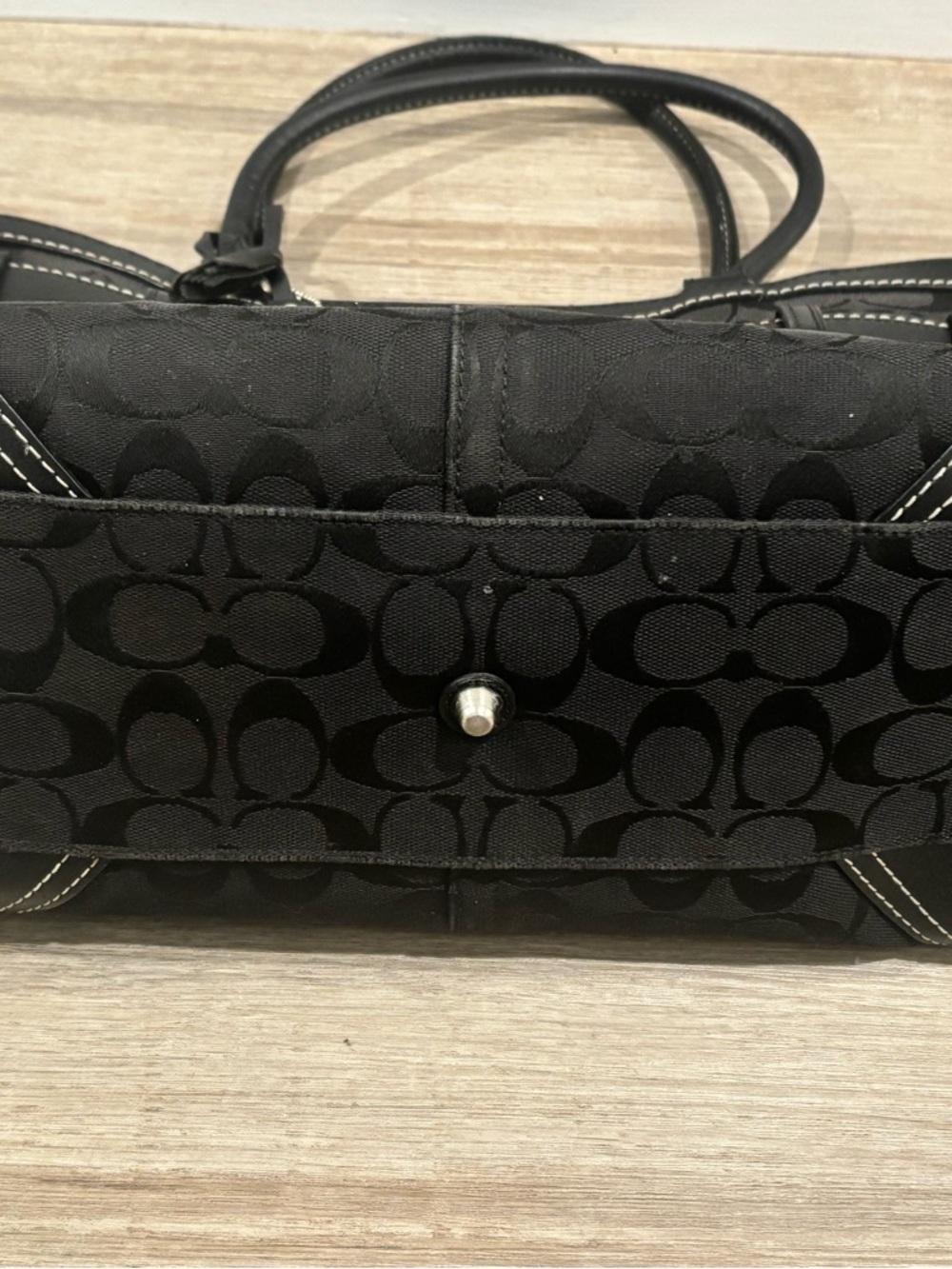 Coach Black Signature Canvas Tote with Silver Accent - Picture 11 of 11